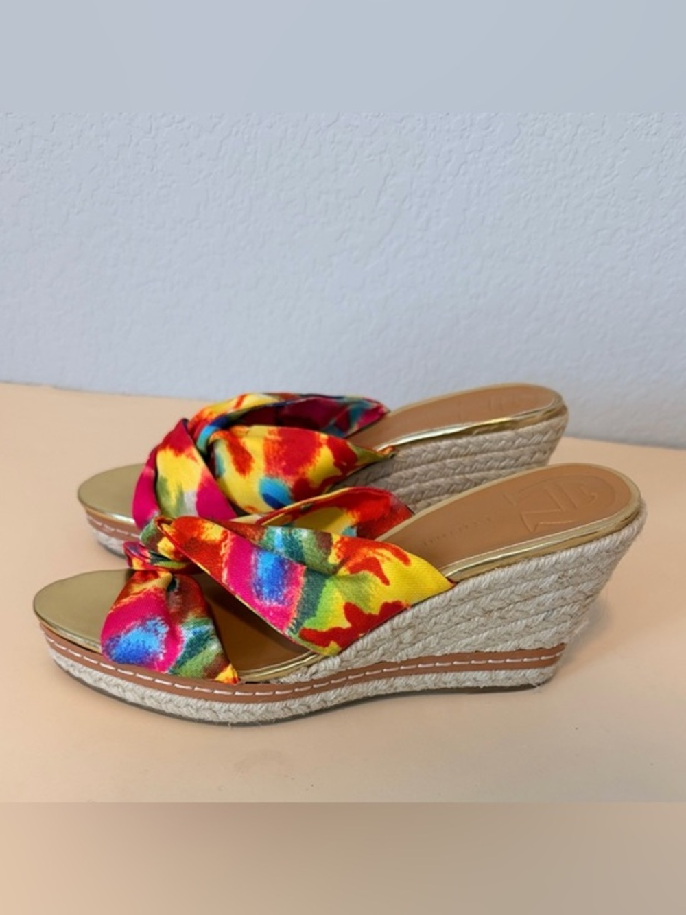 Etienne Aigner Krista Watercolor Twisted Knot Espadrille Wedges